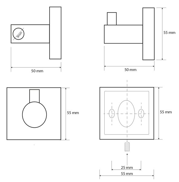 Sapho Sapho, cârlig X-SQUARE, crom, XQ203