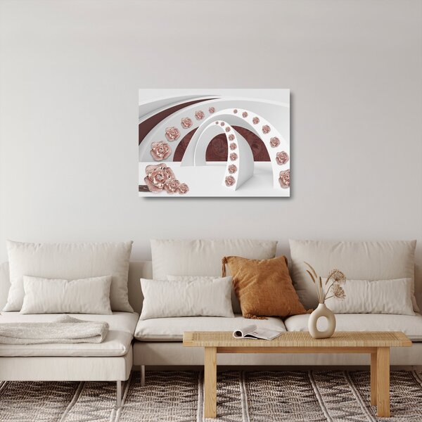Tablou pe sticlă - Arcade 3D cu flori (70x50 cm)