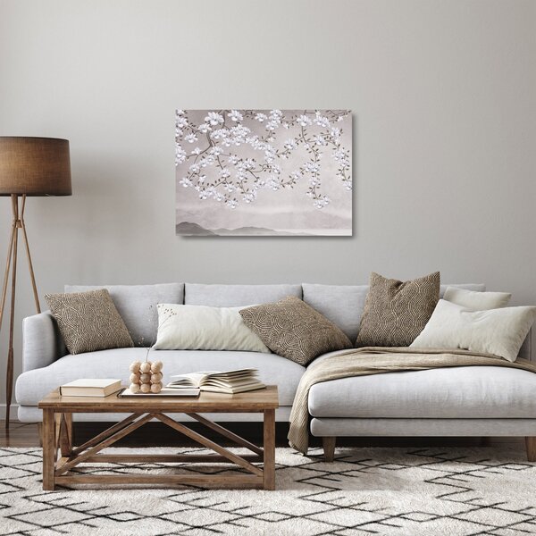 Tablou pe sticlă - Flori într-un peisaj gri (70x50 cm)