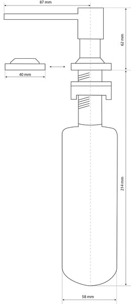 Gamma Quatro, dozator de detergent pentru chiuveta de bucatarie 400ml, auriu lucios, GMA-DOK-GD