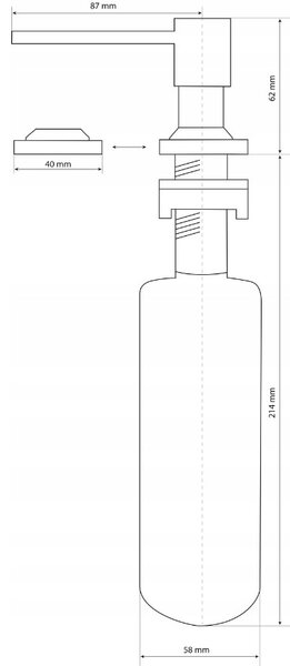 Gamma Sink Quality Quatro, dozator de detergent pentru chiuveta de bucatarie 400ml, otel, GMA-DOK-IX