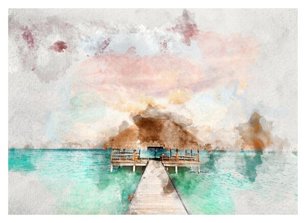 Tablou pe sticlă - Maldive, debarcader din lemn (70x50 cm)