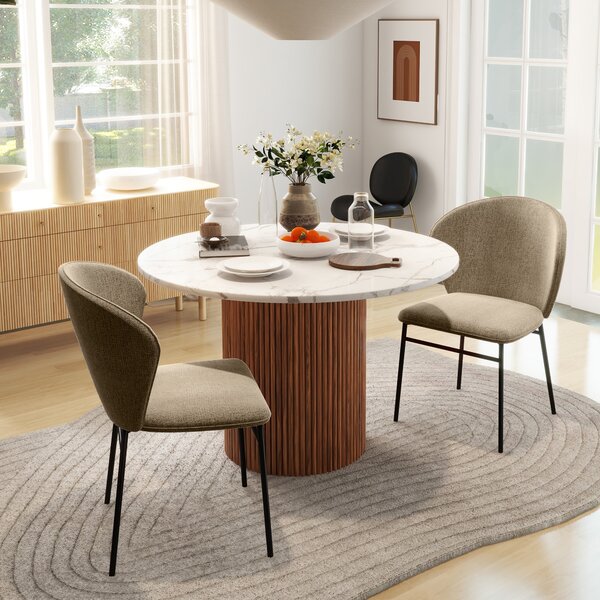 HOMCOM Scaun de masă, Design contemporan și elegant, Material textil cu efect de in, Oțel, 52 x 55 x 80 cm, Maro deschis | Aosom Romania