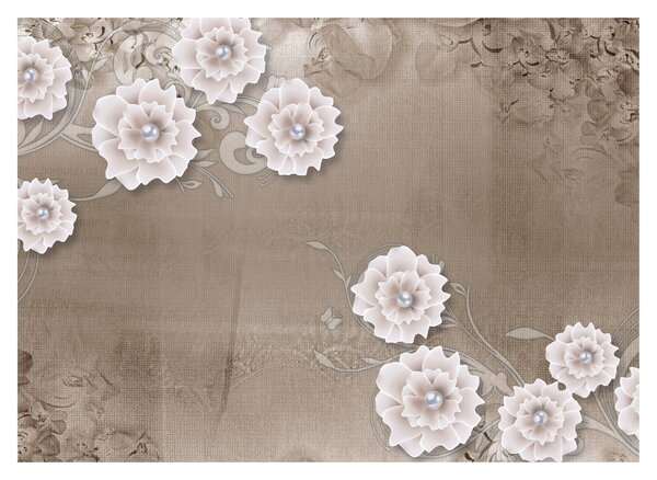 Tablou pe sticlă - Draperie cu flori (70x50 cm)