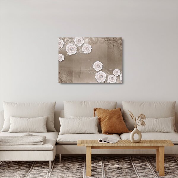 Tablou pe sticlă - Draperie cu flori (70x50 cm)