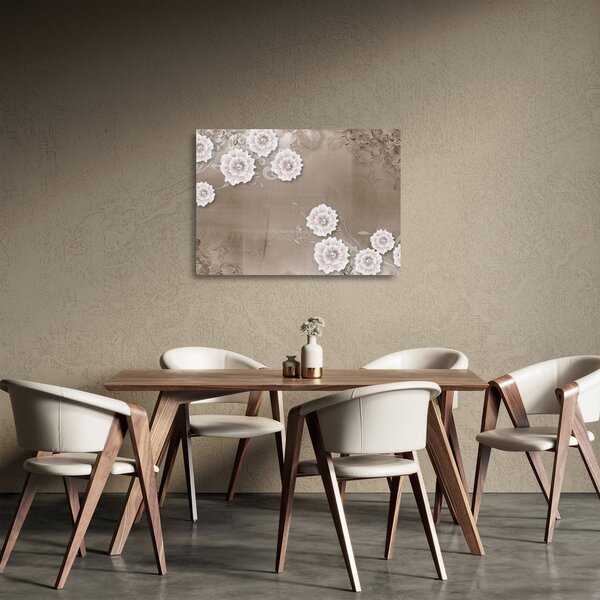 Tablou pe sticlă - Draperie cu flori (70x50 cm)