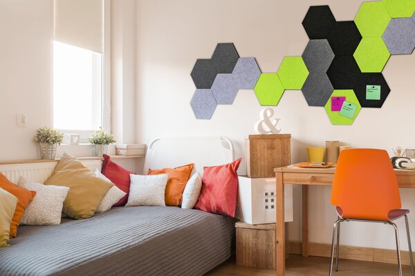 Rea Tutumi, decor de perete din fetru cu 6 colturi, roz, HOM-06527