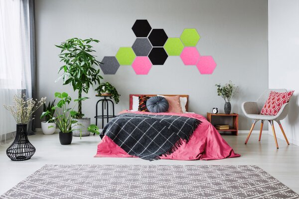 Rea Tutumi, decor de perete din fetru cu 6 colturi, roz, HOM-06527