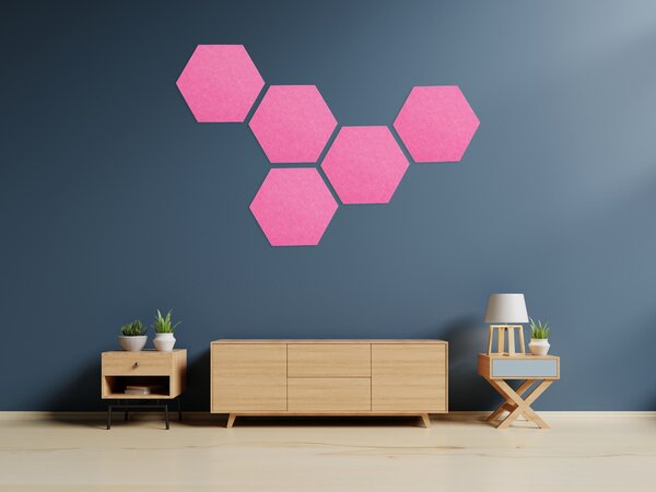 Rea Tutumi, decor de perete din fetru cu 6 colturi, roz, HOM-06527