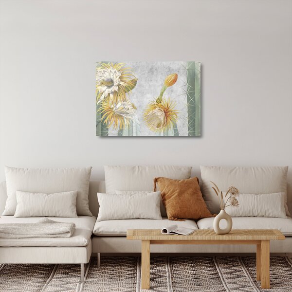 Tablou pe sticlă - Cactuși înfloriți (70x50 cm)