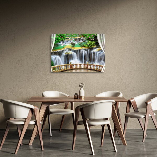 Tablou pe sticlă - Privire la cascade magice (70x50 cm)