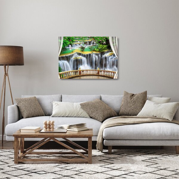 Tablou pe sticlă - Privire la cascade magice (70x50 cm)