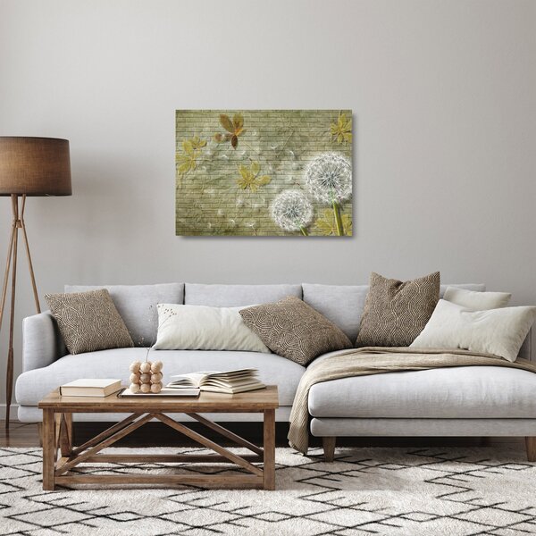 Tablou pe sticlă - Păpădii suflate de vânt (70x50 cm)