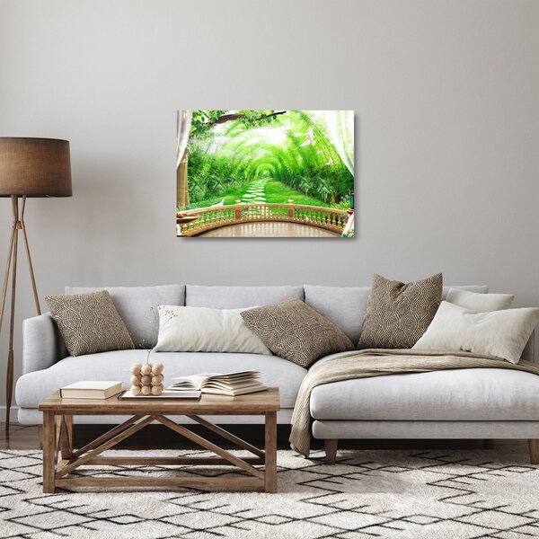 Tablou pe sticlă - Privire la grădina tropicală (70x50 cm)