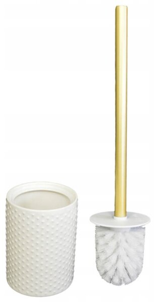 Erga Madrid, perie de toaletă ceramică, alb-auriu mat, ERG-SEP-10SZCMADRWHIT
