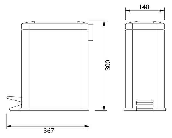 Aqualine Aqualine, coș de gunoi SIMPLE LINE dreptunghiular 5 l, oțel inoxidabil lucios, GAQ005