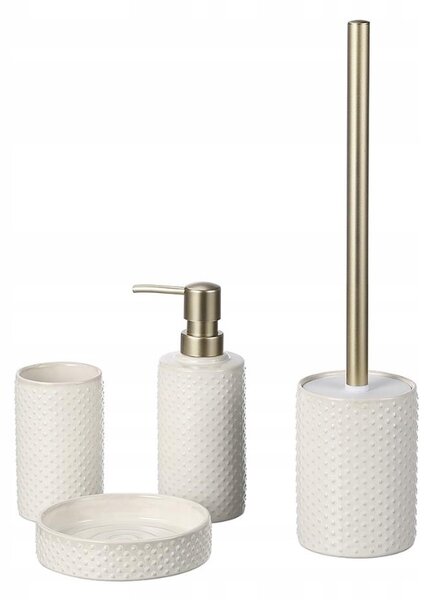 Erga Madrid, dozator de săpun ceramic, alb-auriu mat, ERG-SEP-10DOZMADRWHIT