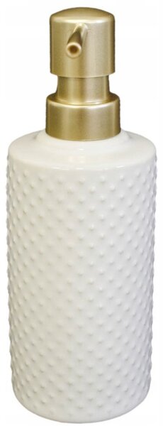 Erga Madrid, dozator de săpun ceramic, alb-auriu mat, ERG-SEP-10DOZMADRWHIT