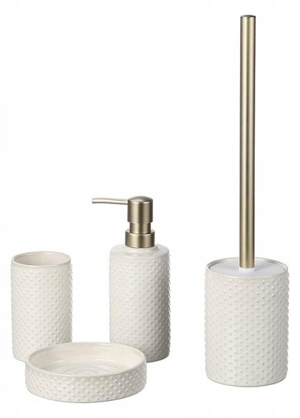 Erga Madrid, perie de toaletă ceramică, alb-auriu mat, ERG-SEP-10SZCMADRWHIT
