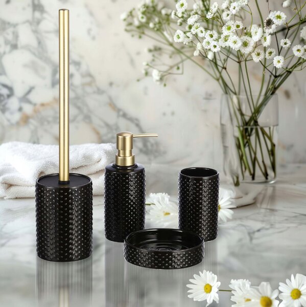 Erga Madrid, perie de toaletă ceramică, negru-auriu mat, ERG-SEP-10SZCMADRBLAC