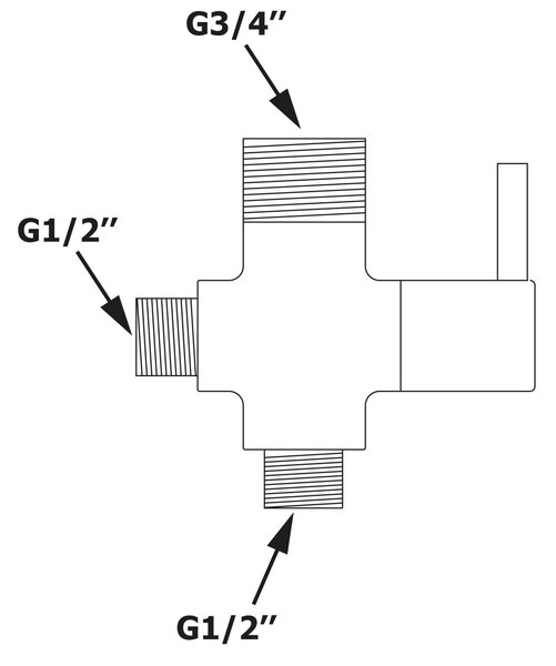 Aqualine Aqualine, Comutator pentru coloana de dus M1/2"-M1/2"xM3/4", crom, NDSL430