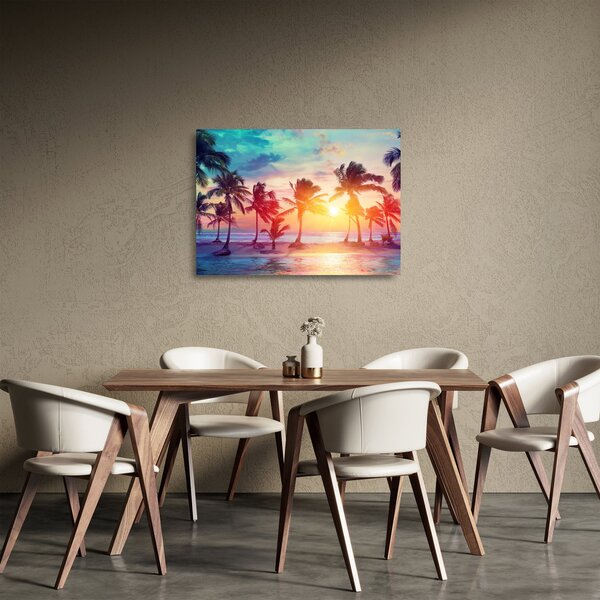 Tablou pe sticlă - Apus de soare tropical (70x50 cm)