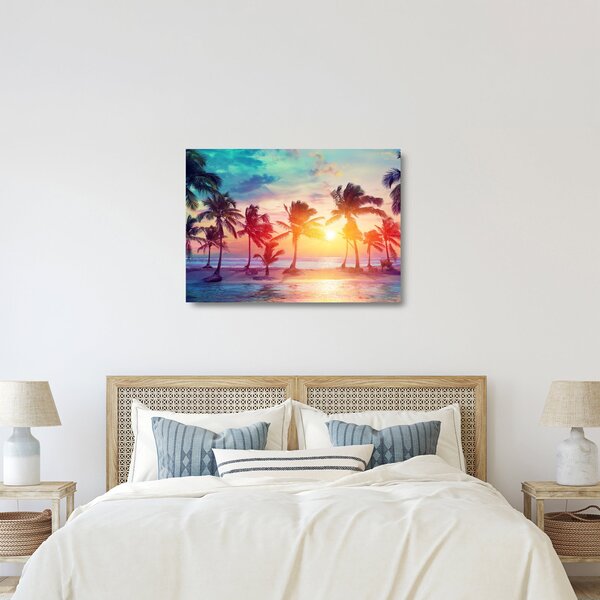 Tablou pe sticlă - Apus de soare tropical (70x50 cm)