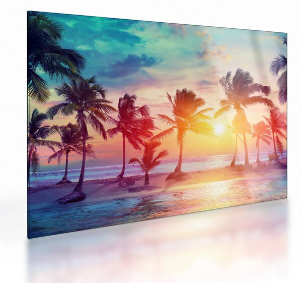 Tablou pe sticlă - Apus de soare tropical (70x50 cm)