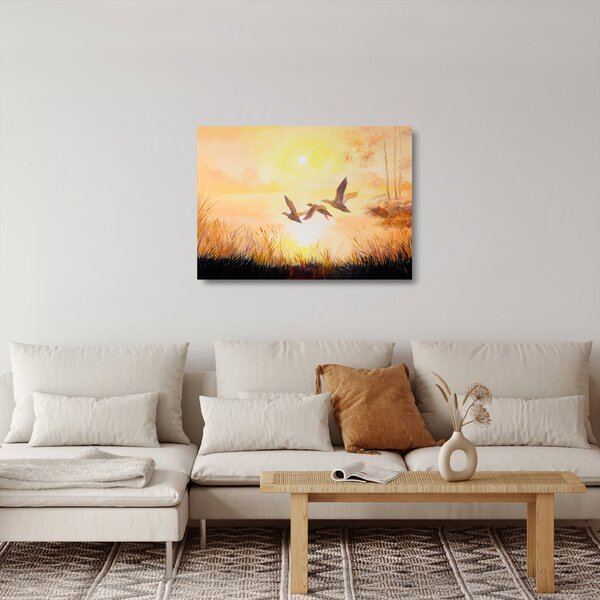 Tablou pe sticlă - Macarale la apus de soare (70x50 cm)