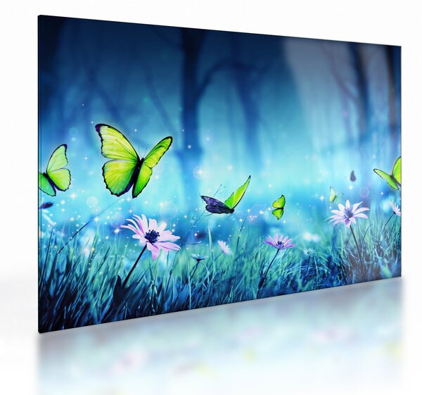 Tablou pe sticlă - Poiană mistică de pădure (70x50 cm)