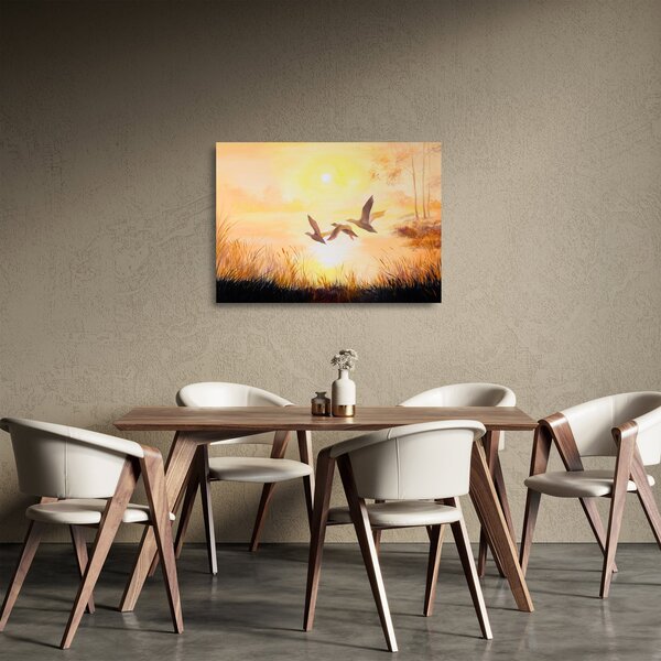 Tablou pe sticlă - Macarale la apus de soare (70x50 cm)
