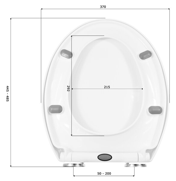 Gamma Trigo D3, scaun toaleta 445(485)x370mm din polipropilena cu inchidere lenta, alb, GMA-D3