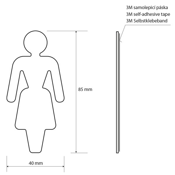 Sapho Sapho, semn de toaletă pentru femei, 80x35x2mm, oțel inoxidabil mat, XP130