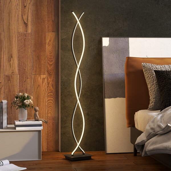 HOMCOM Lampă de Podea LED cu Spirală Dublă, Negru | Aosom Romania