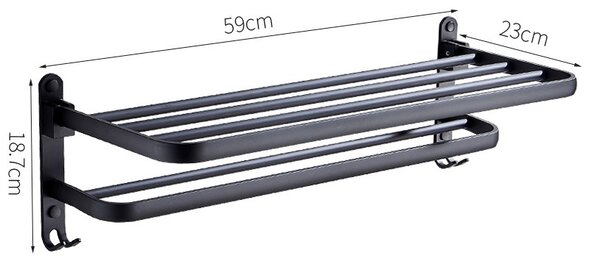 Gamma Gamma, suport pentru prosoape 59 cm, negru mat, GMA-UWS-BK
