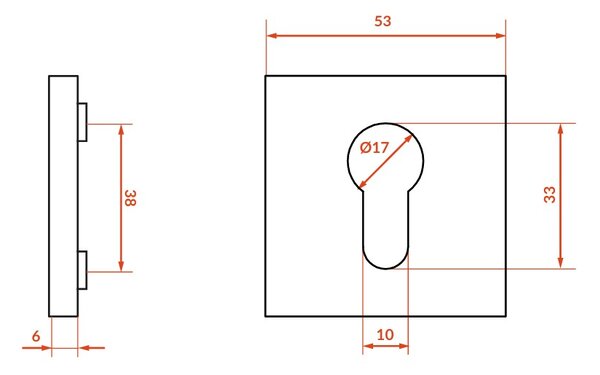 Kuchinox Kuchinox, rozetă mâner cu orificiu pentru inserția cilindrului, auriu mat, LAV-LK6_G02A