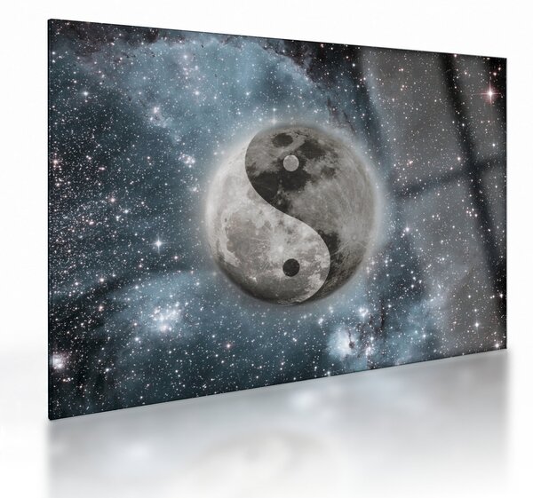 Tablou pe sticlă - Echilibrul cosmic (70x50 cm)