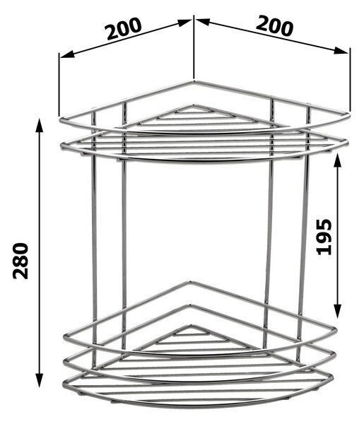 Aqualine Aqualine, poliță de colț cu sârmă dublă Chrome LINE, crom, 37010