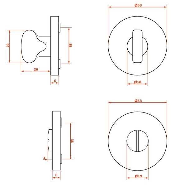 Kuchinox Kuchinox, rozeta maner pentru inchidere toaleta, auriu roz mat, LAV-LO4_803A