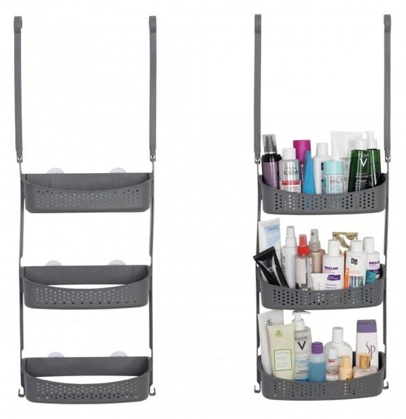 Erga Wiki, organizator baie PVC suspendat, 3 rafturi, gri, ERG-YKA-CH.WIKI-3-GRY