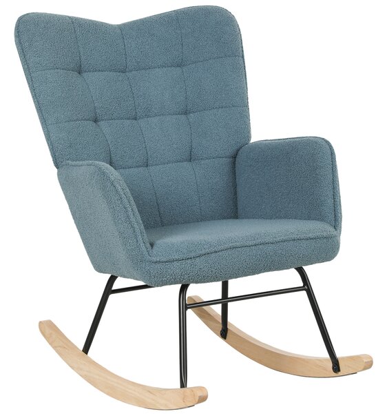 HOMCOM Fotoliu cu leagăn, formă ergonomică, leagăne din lemn solid, până la 120 kg, Albastru deschis | Aosom Romania