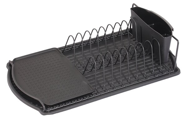 Kuchinox Torino, scurgere farfurie și tacâmuri 47,5x26,5x11 cm, în picioare, negru mat, LAV-EKC_701A