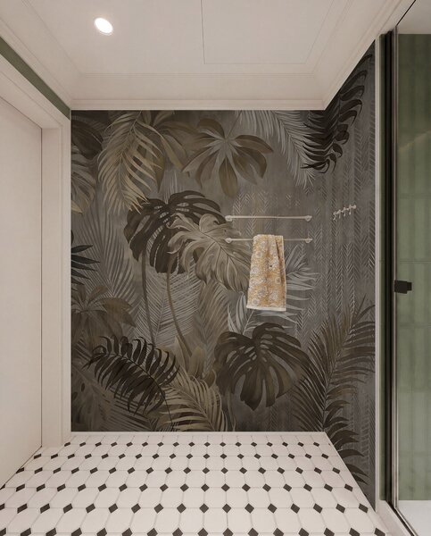 Tapet Frunze tropicale în stil grunge, Fototapet în stil vintage, u97012d2 : Uwalls.ro