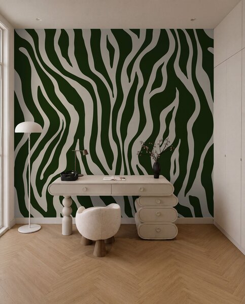 Tapet Vector imprimare de piele de zebră în culori verde și alb, Fototapet Abstract, u99173v2 : Uwalls.ro