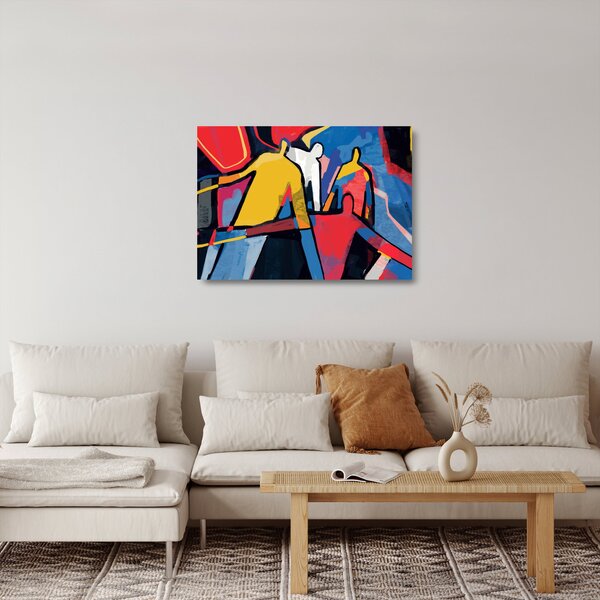 Tablou pe sticlă - Abstract bărbați (70x50 cm)
