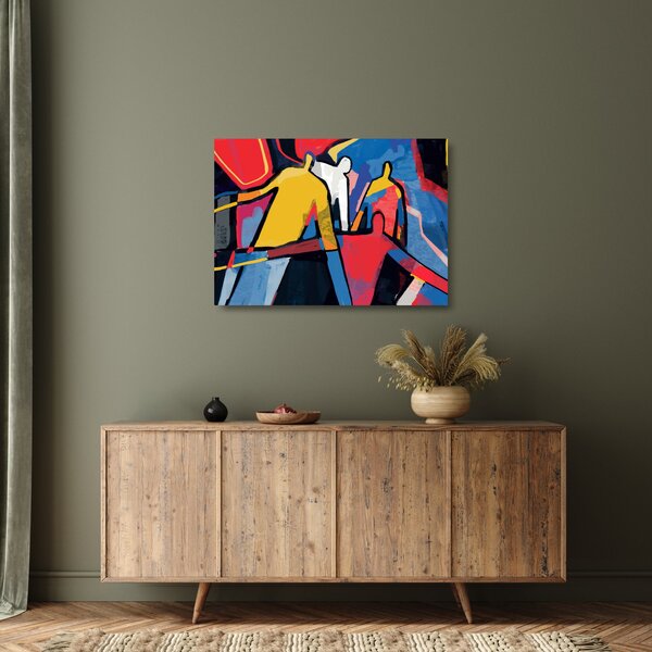 Tablou pe sticlă - Abstract bărbați (70x50 cm)