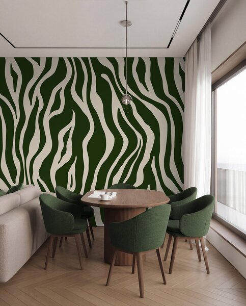 Tapet Vector imprimare de piele de zebră în culori verde și alb, Fototapet Abstract, u99173v2 : Uwalls.ro