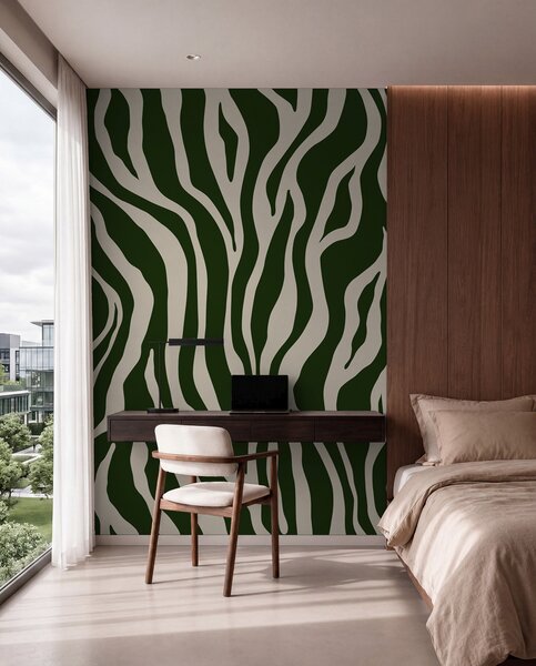 Tapet Vector imprimare de piele de zebră în culori verde și alb, Fototapet Abstract, u99173v2 : Uwalls.ro