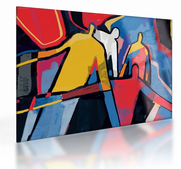 Tablou pe sticlă - Abstract bărbați (70x50 cm)