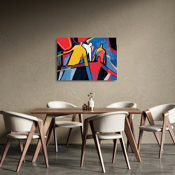 Tablou pe sticlă - Abstract bărbați (70x50 cm)